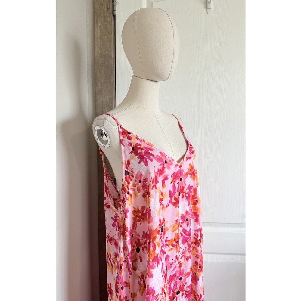 Van Winkle Pink Orange Tropical Maxi Dress Beach Coastal Boho Pockets Womens 1X - Picture 6 of 14